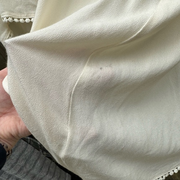 Oddy Boho Plus Size Flowy Embroidered Cold Shoulder Cream Tunic Blouse - Picture 5 of 8